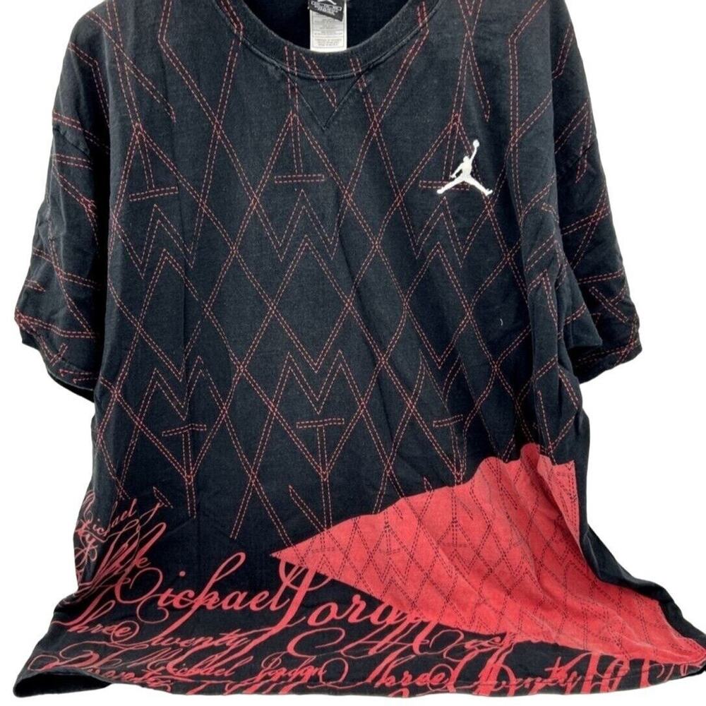 Michael Jordan Embroidered Jump Men's T Shirt Size XXL Red Black Print